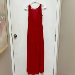 Elegant Red Sleeveless Maxi Dress